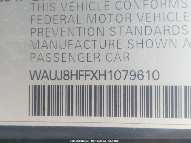 WAUJ8HFFXH1079610 Audi A3 Sedan Premium Plus