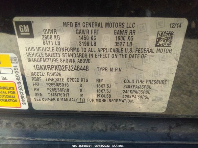 1GKKRPKD2FJ246448 GMC ACADIA SLE