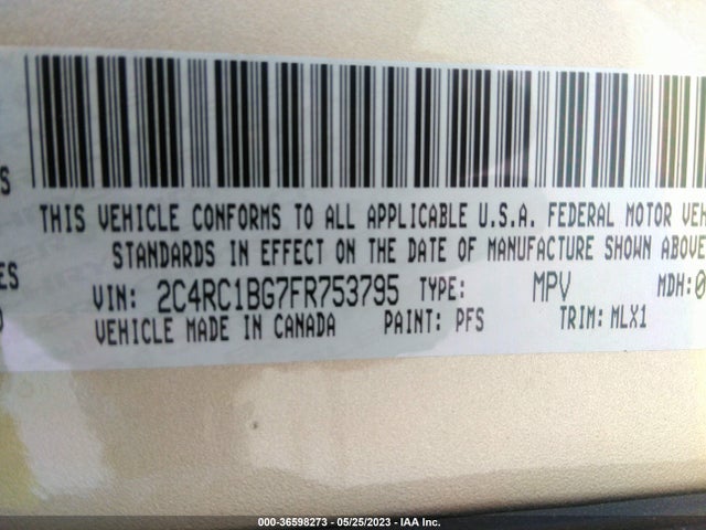 2C4RC1BG7FR753795 Chrysler Town & Country Touring