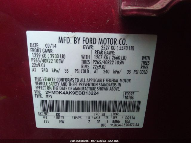 2FMDK4AK9EBB13224 Ford EDGE SPORT