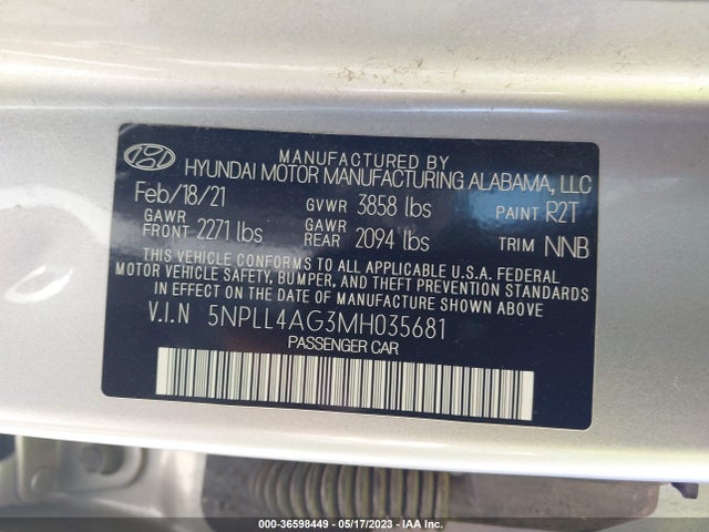 Hyundai ELANTRA SE 2021 5NPLL4AG3MH035681 Image 10