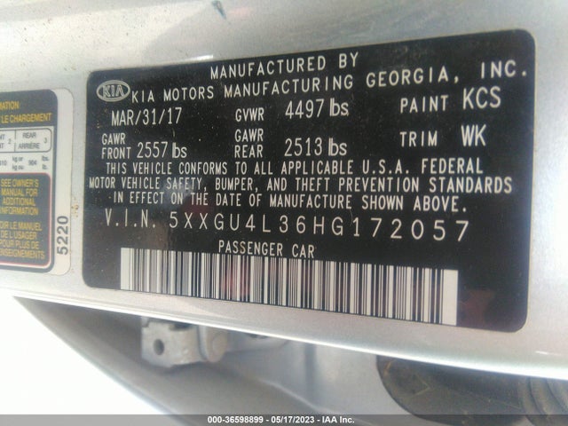 KIA OPTIMA EX 2017 5XXGU4L36HG172057 Image 11