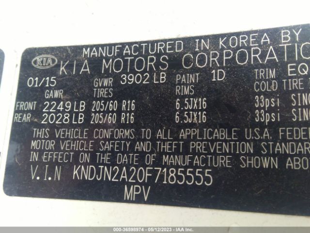 KNDJN2A20F7185555 KIA Soul Base