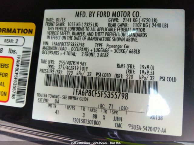 1FA6P8CF5F5355798 Ford MUSTANG GT