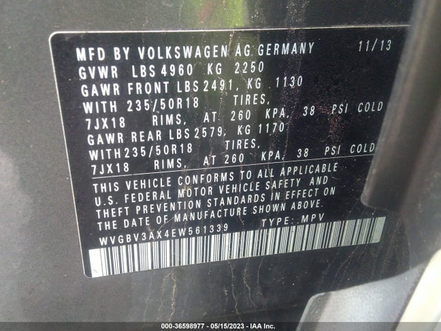 WVGBV3AX4EW561339 Volkswagen TIGUAN SE