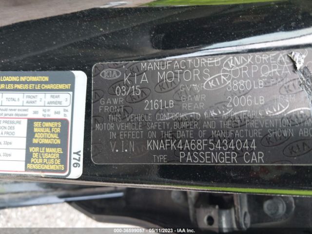 KNAFK4A68F5434044 KIA FORTE LX