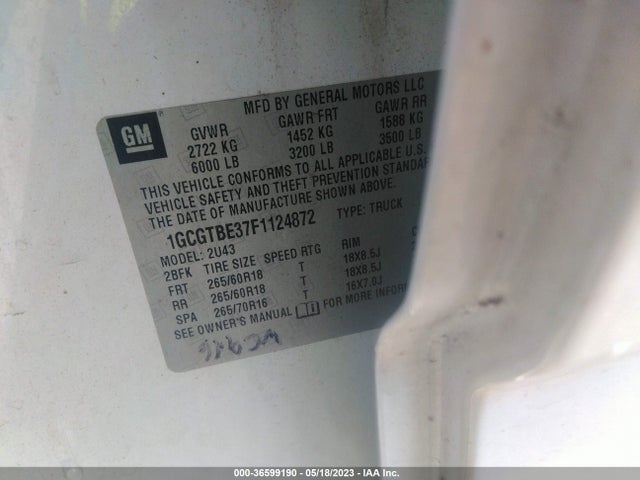 Chevrolet Colorado Lt 2015 1GCGTBE37F1124872 Image 9