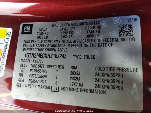 1GTN2MECXHZ182243 GMC Sierra 1500 Sle