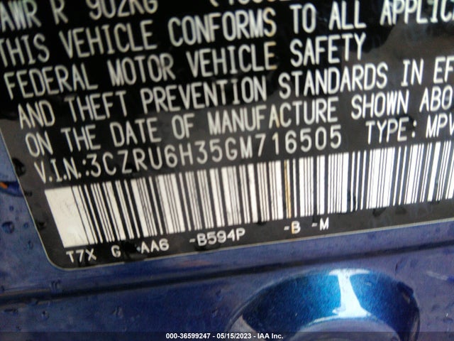 Honda HR-V LX 2016 3CZRU6H35GM716505 Image 9
