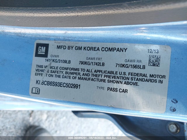 Chevrolet SPARK LS 2014 KL8CB6S93EC502991 Image 9