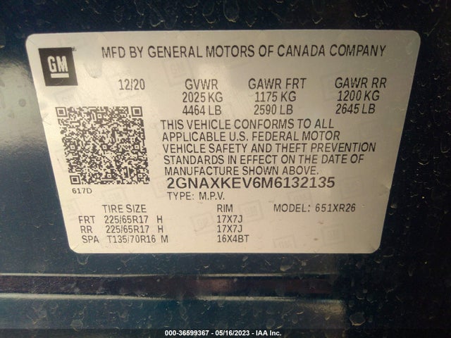 Chevrolet EQUINOX LT 2021 2GNAXKEV6M6132135 Image 9