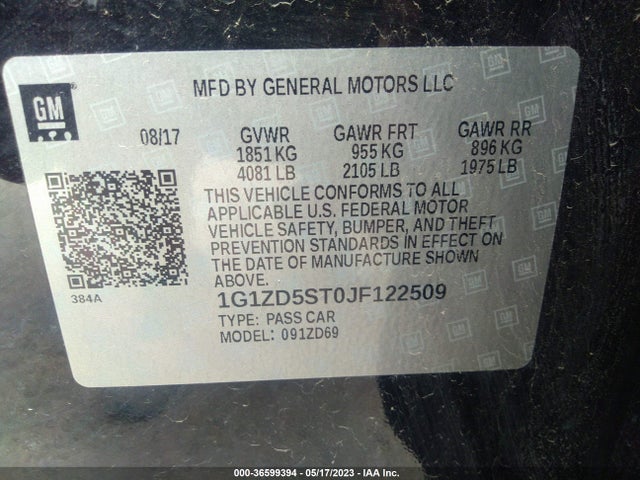 Chevrolet MALIBU LT 2018 1G1ZD5ST0JF122509 Image 9