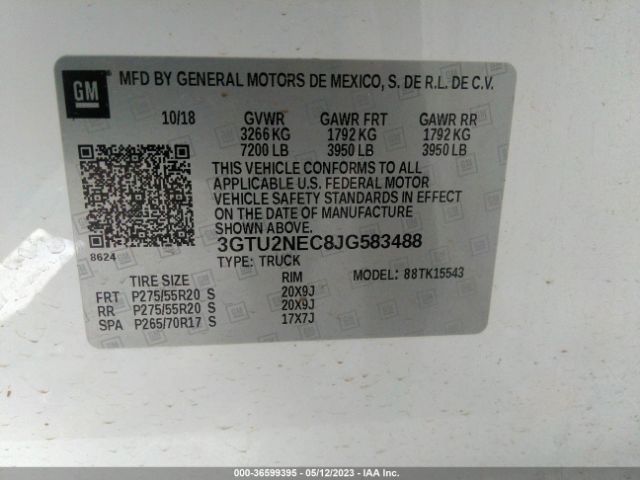 3GTU2NEC8JG583488 GMC Sierra 1500 Slt
