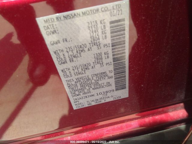 5N1AZ2BJXMC103809 Nissan MURANO SV