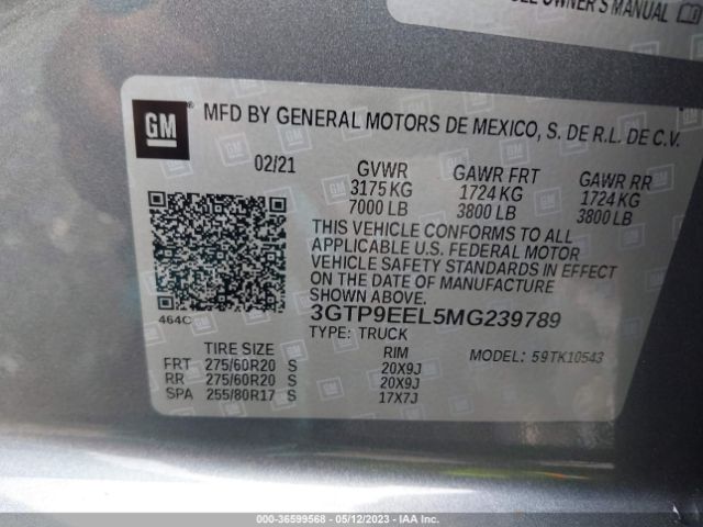 3GTP9EEL5MG239789 GMC Sierra 1500 At4