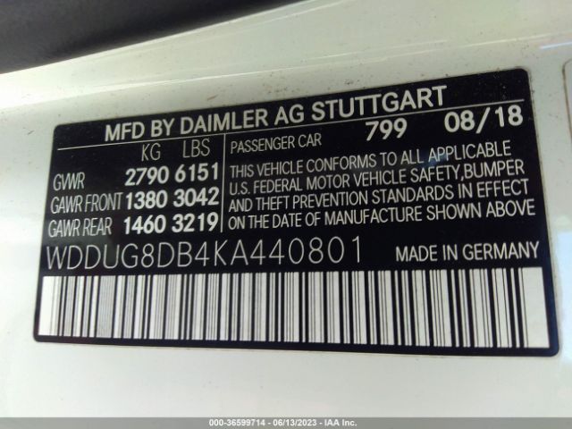 WDDUG8DB4KA440801 Mercedes-Benz S-class S 560