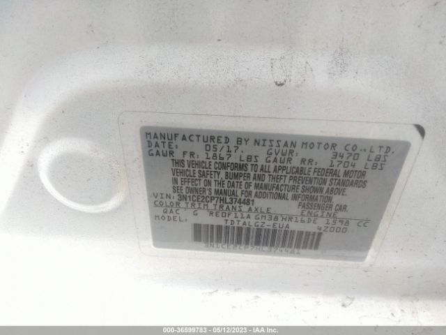 3N1CE2CP7HL374481 Nissan Versa Note Sr