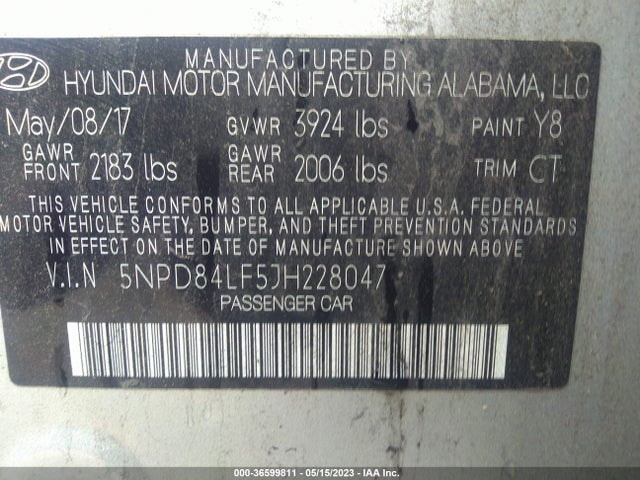 Hyundai Elantra Value Edition 2018 5NPD84LF5JH228047 Image 9