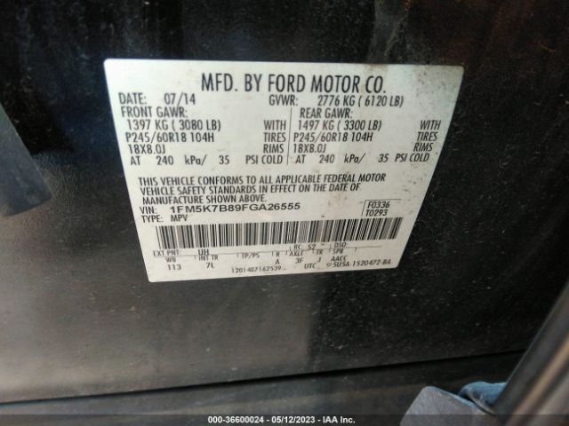 1FM5K7B89FGA26555 Ford Explorer Base