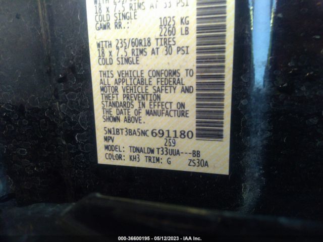 5N1BT3BA5NC691180 Nissan ROGUE SV