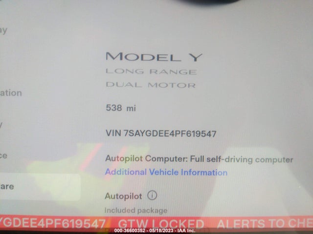 Tesla Model Y Long Range 2023 7SAYGDEE4PF619547 Image 8