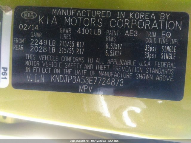 KNDJP3A53E7724873 KIA SOUL +
