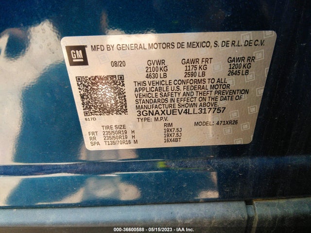 Chevrolet EQUINOX LT 2020 3GNAXUEV4LL317757 Image 9