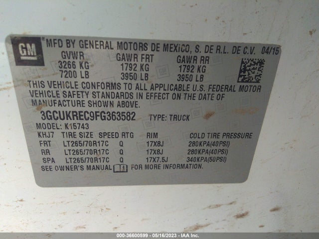 Chevrolet Silverado 1500 Lt 2015 3GCUKREC9FG363582 Image 10