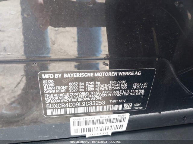 5UXCR4C09L9C33253 BMW X5 Sdrive40i
