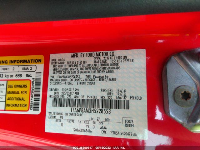 1FA6P8AM3H5228553 Ford Mustang V6