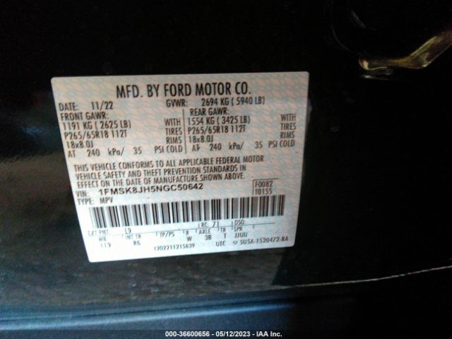 1FMSK8JH5NGC50642 Ford Explorer Timberline