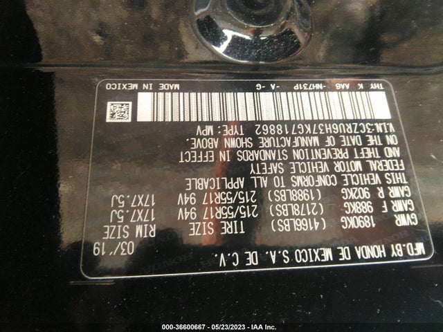 Honda HR-V LX 2019 3CZRU6H37KG718862 Image 9