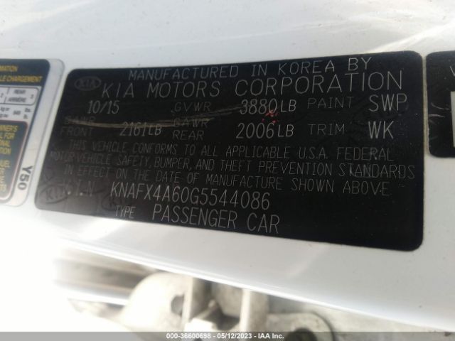 KNAFX4A60G5544086 KIA FORTE LX