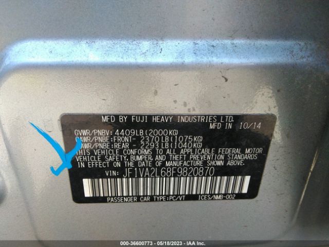 JF1VA2L68F9820870 Subaru Wrx Sti