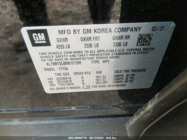 Chevrolet Trailblazer Rs 2021 KL79MTSL8MB157268 Image 9