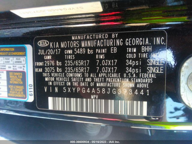5XYPG4A58JG373441 KIA Sorento Lx V6