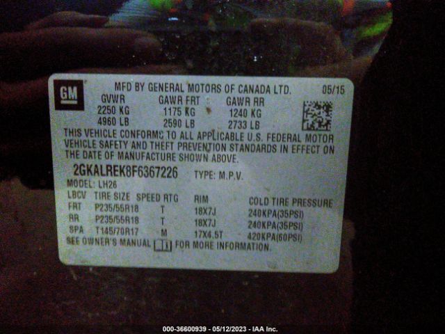 2GKALREK8F6367226 GMC Terrain Sle