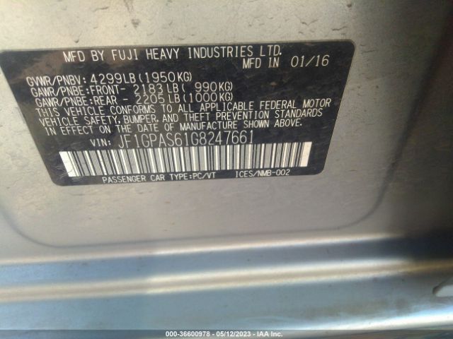 JF1GPAS61G8247661 Subaru Impreza Wagon 2.0i Sport Premium
