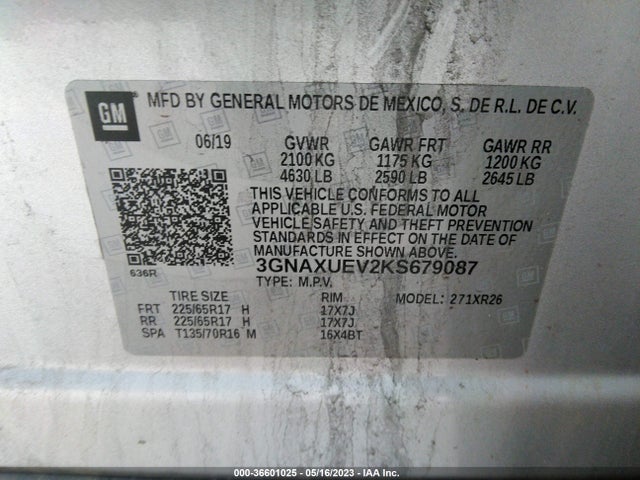 Chevrolet EQUINOX LT 2019 3GNAXUEV2KS679087 Image 9
