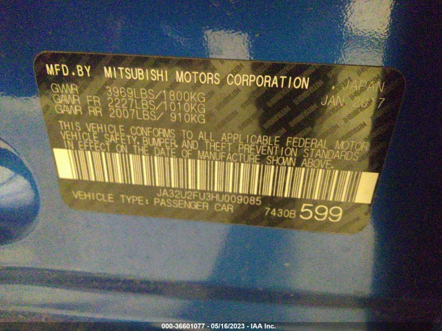 JA32U2FU3HU009085 Mitsubishi Lancer Es/le