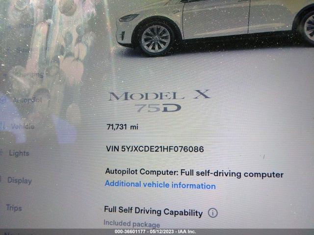 Tesla Model X 90d/75d/100d 2017 5YJXCDE21HF076086 Image 7