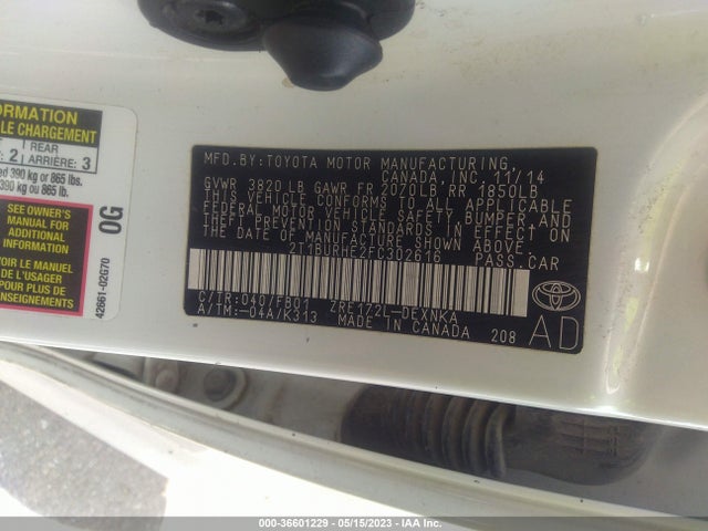 Toyota Corolla L/le/s/s Plus/le Plus 2015 2T1BURHE2FC302616 Image 11