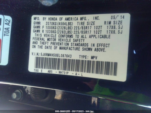 Honda CR-V EX 2014 5J6RM4H59EL087643 Image 11