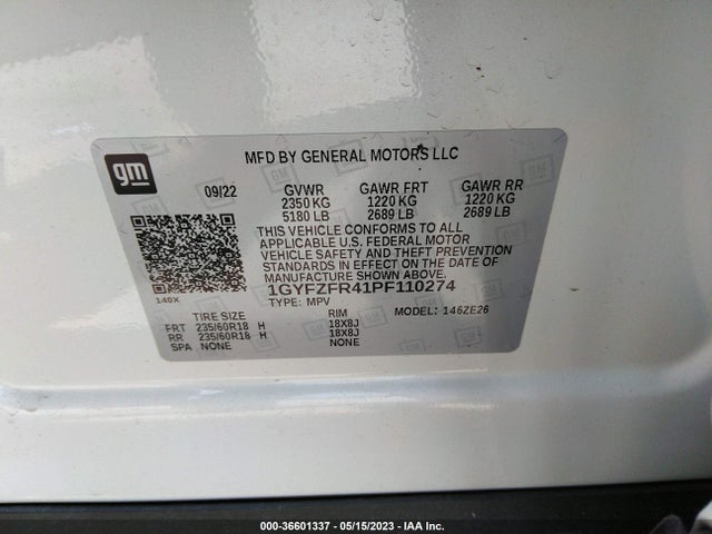 1GYFZFR41PF110274 Cadillac Xt4 Awd Sport