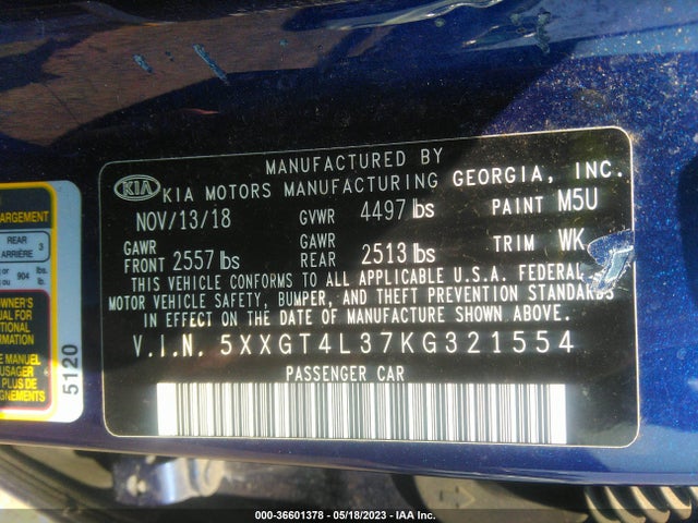 KIA Optima Lx 2019 5XXGT4L37KG321554 Image 10