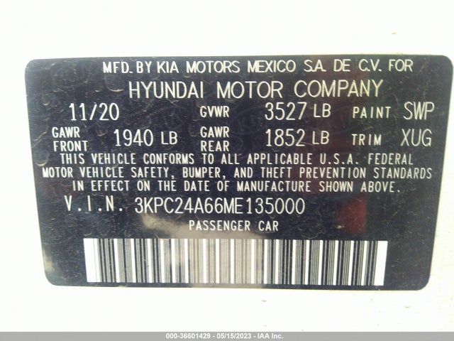 Hyundai Accent Sel 2021 3KPC24A66ME135000 Image 10