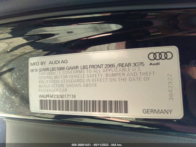 WAUPFAF23LN017116 Audi S7 Premium Plus