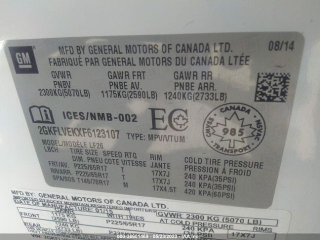 2GKFLVEKXF6123107 GMC Terrain Sle