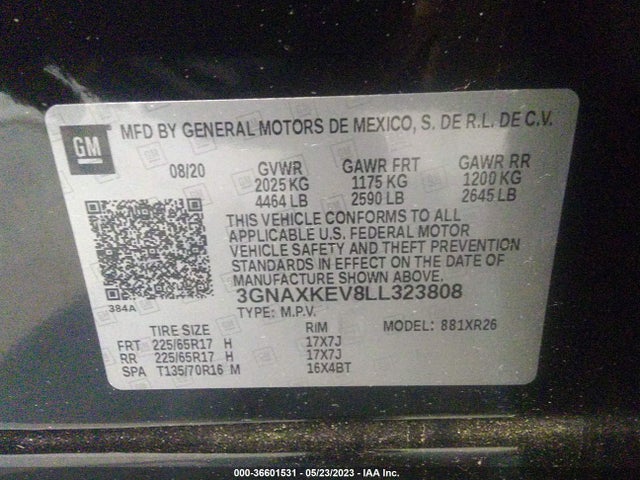 Chevrolet EQUINOX LT 2020 3GNAXKEV8LL323808 Image 9