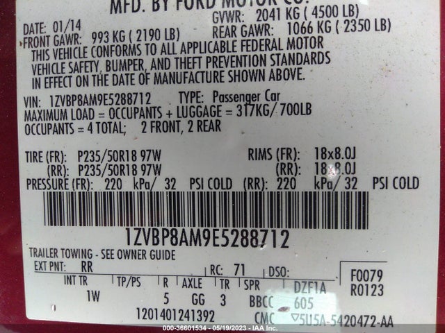 Ford Mustang V6 2014 1ZVBP8AM9E5288712 Image 10